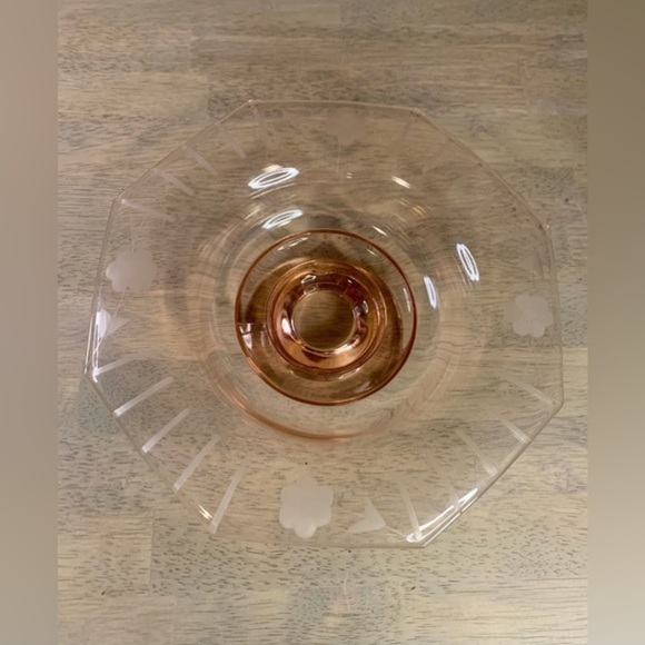 Vintage Pink Depression Glass, Octagon Shape Serving Bowl - Picture 2 of 7